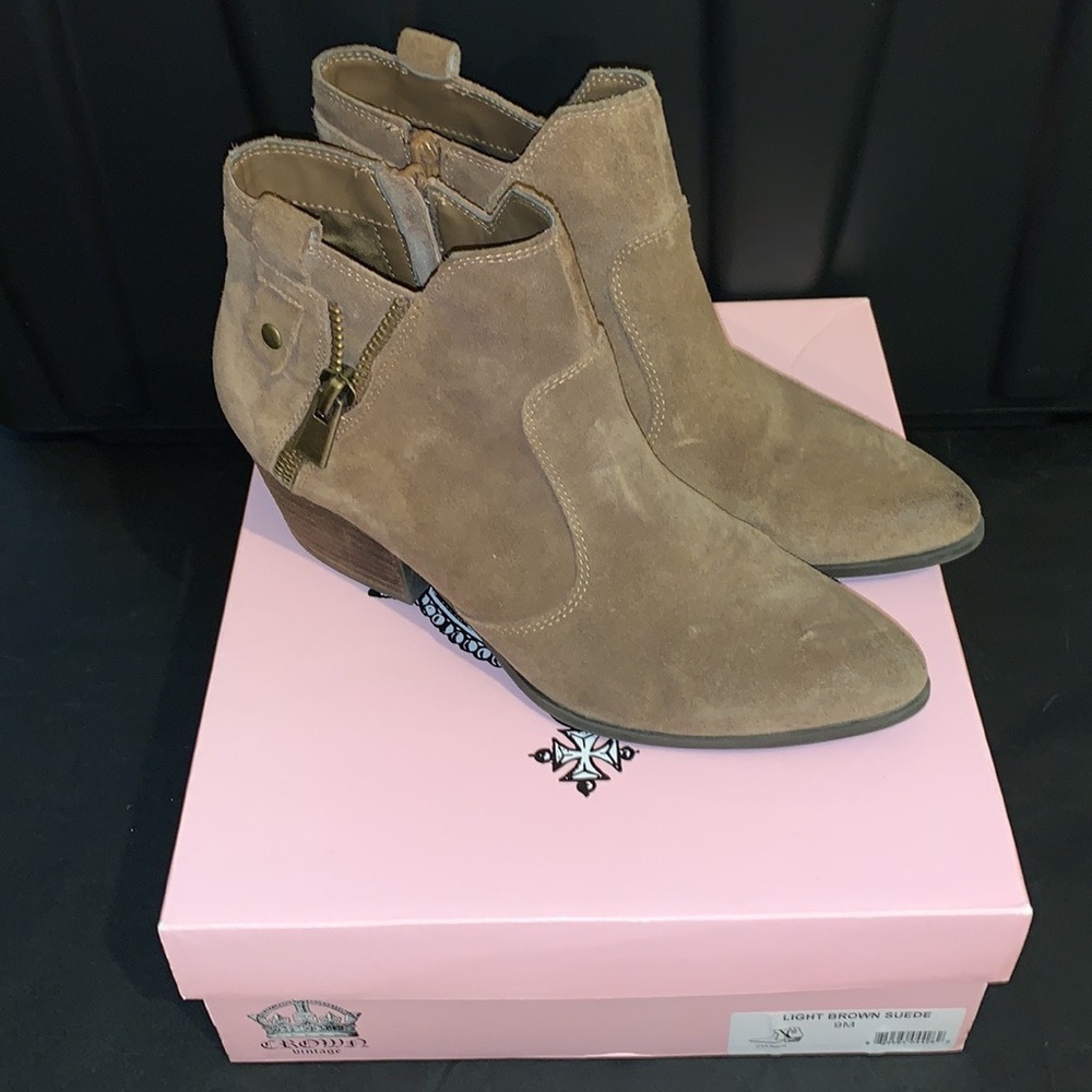 Light Brown Suede Ankle Bootie